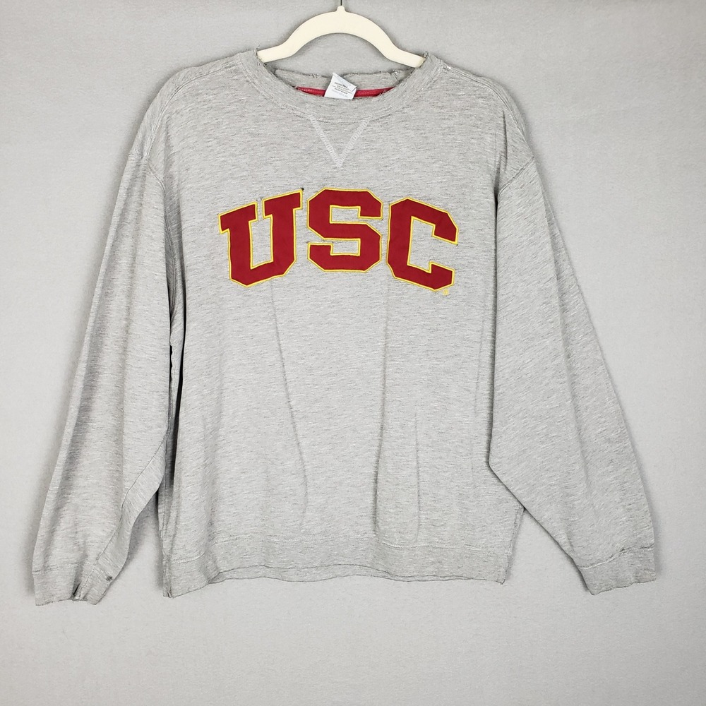 Vintage USC Gameday Crewneck Sweatshirt Gray Basic College Minimalist Loungewear